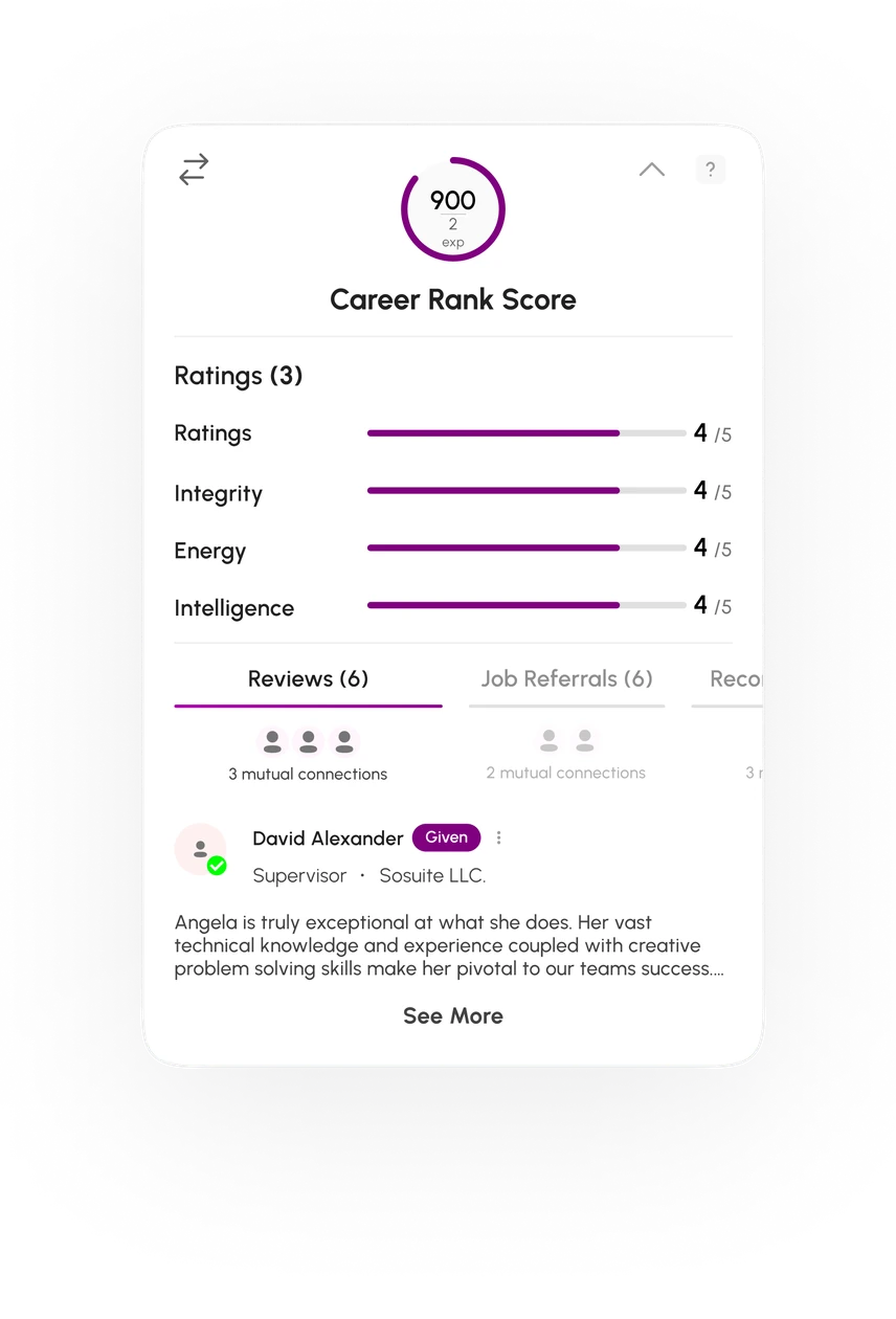 Career Rank Score interface on Sorcrr
